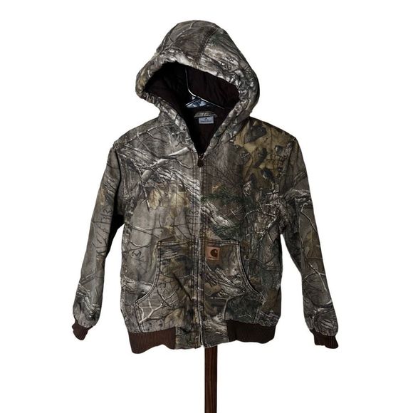 Carhartt Camo Hooded Jacket Kids Medium - Picture 1 of 5